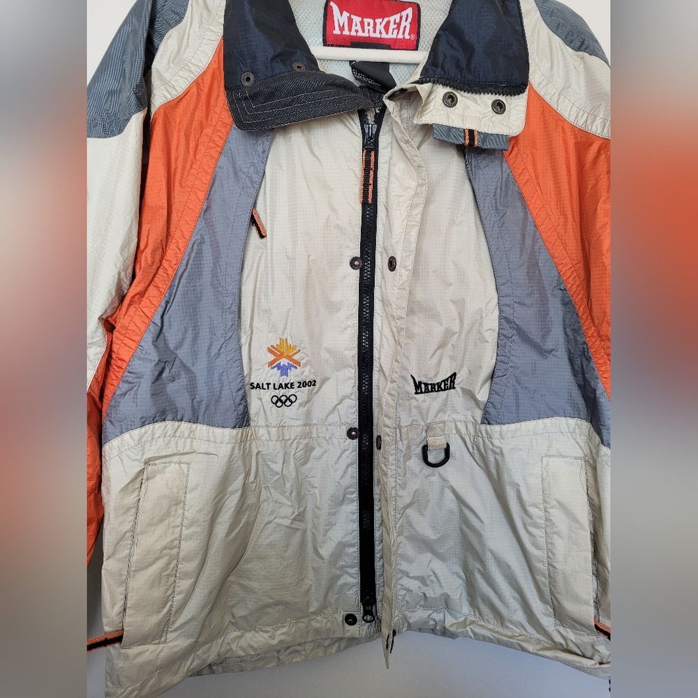 Vintage 2002 Winter Olympics Jacket Windbreaker Marker Orange Gray Nylon Size XS - Picture 6 of 14